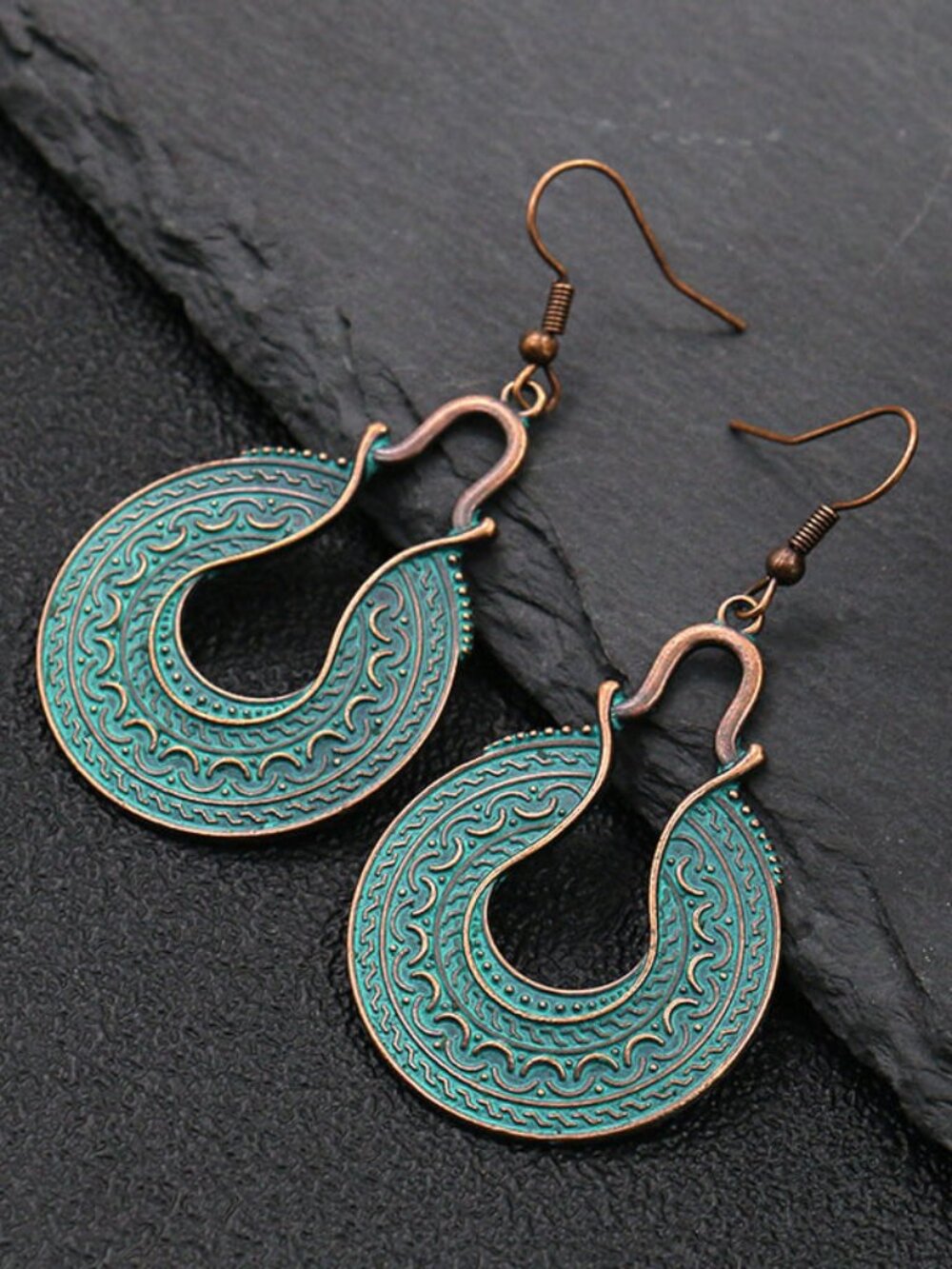 Womens Boho Dangle Earrings Round Cutout Western Statement Vintage Style Jewelry